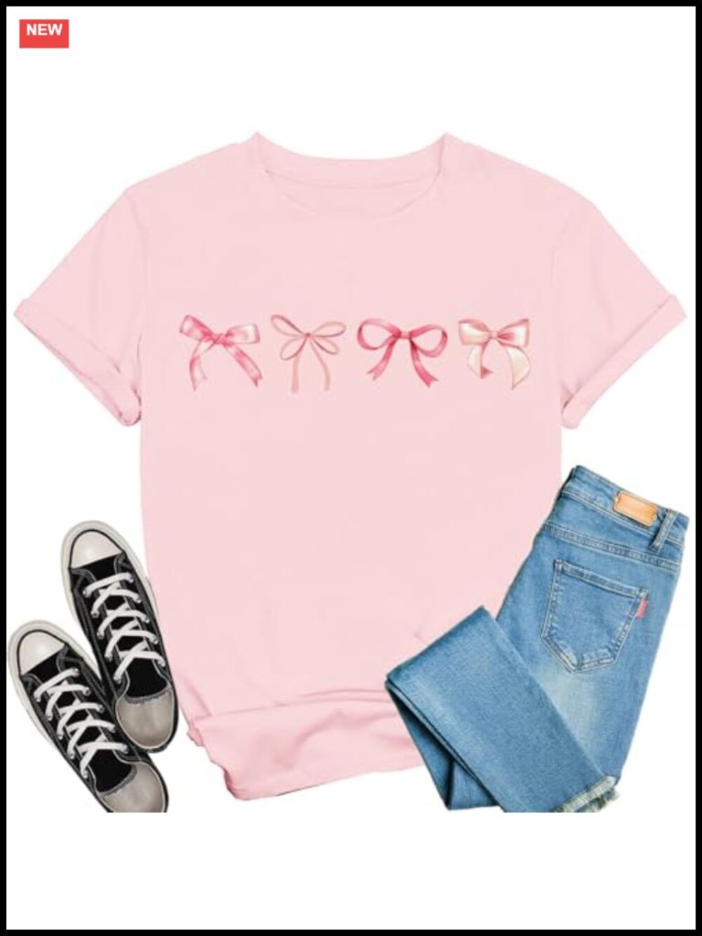 Cute Bow Womens T-Shirt Girly Aesthetic Tee